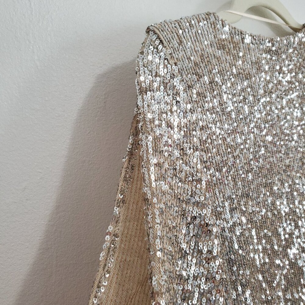 Beautiful sequin Sparkle embellished full sleeve Party Blouse Top Women size S - Picture 5 of 7